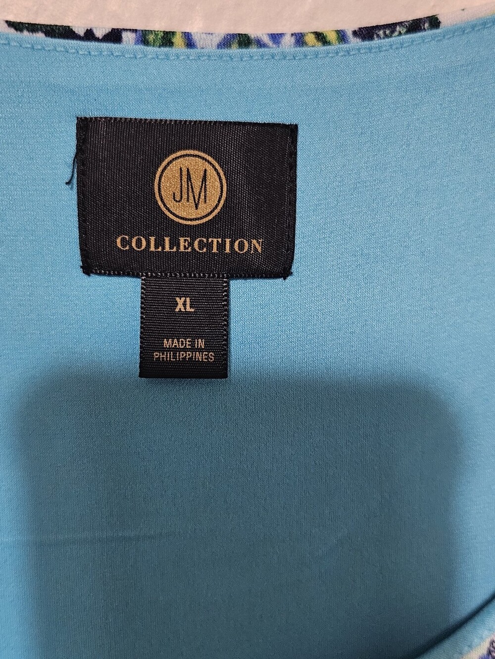 JM Collection Navy, Turquoise & Green Paisley Scoop-Neck Long Sleeve Top - Picture 3 of 10